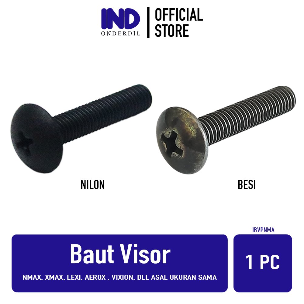 1 PC Baut Visor Nmax & Xmax & Lexi & Aerox & Vixion DLL ( Asal Ukuran Sama ) Baud Tameng Winshield Windshild Win Shield Winsil Plastik Nylon Nilon Besi