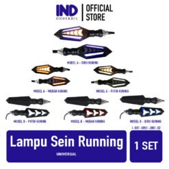 Sein Running Model Panah Universal Beat Karbu FI Street Pop eSP & Vario 125 150 160 Techno Old LED New & Mio Karbu Soul Sporty Smile J GT M3 Z S & NMAX N MAX & Scoopy F1 Lampu Assy LED Sen Riting 2 Sisi Depan Belakang Putih Kuning Merah Biru