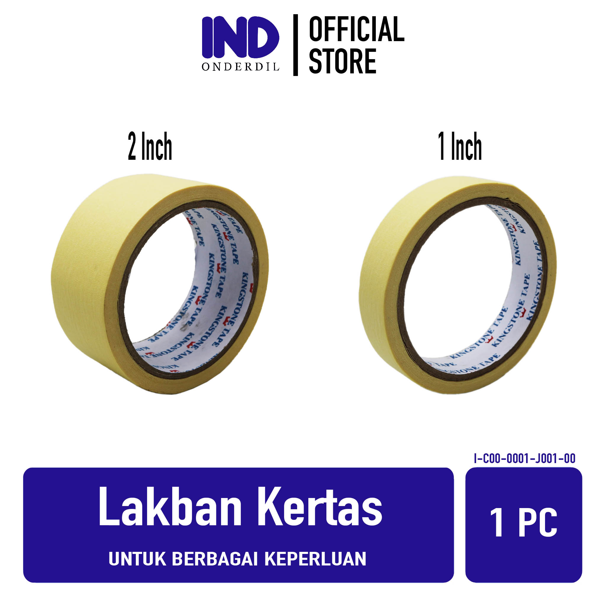 Lakban-Lem-Solasi-Isolasi Kertas-Masking Tape-Taping 1 2 Inch-In