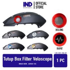 Tutup Box Filter Veloscope NMAX New 2020 & Aerox 155 2021 Cover Velocity Tameng Penutup Saringan Udara Boks Rapat Tertutup Bolong Pelindung Bok Light Premium Black Carbon Karbon Hitam Merah Biru Emas Silver