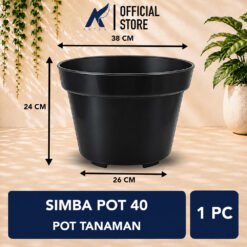 SIMBA POT 40 HITAM Plastik Tanaman Hias-Bunga-Sukulen Diameter 38 cm
