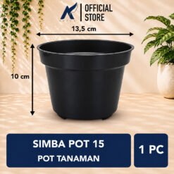 SIMBA POT 15 HITAM Plastik Tanaman Hias-Bunga-Sukulen Diameter 13 cm