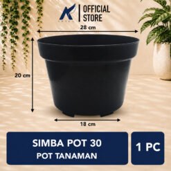 SIMBA POT 30 HITAM Plastik Tanaman Hias-Bunga-Sukulen Diameter 28 cm