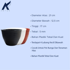 BUDI JAYA PLASTIK-BJP POT MODEL TAWON 21 CM Tanaman Hias-Bunga Diameter 21cm Putih-Cokelat-Coklat - Gambar 4