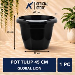 GLOBAL LION-GL POT TULIP 45 CM Plastik Kuping Tanaman Bunga-Daun Hitam