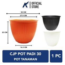 CJP POT PADI 30 TANAMAN Tumbuhan Bunga dll Plastik Diameter atas 30 cm Cokelat Putih Hitam