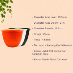 CJP POT PADI 30 TANAMAN Tumbuhan Bunga dll Plastik Diameter atas 30 cm Cokelat Putih Hitam - Gambar 4