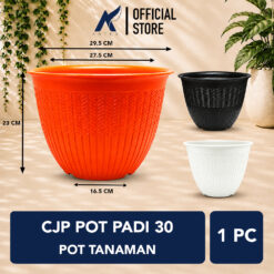 CJP POT PADI 30 TANAMAN Tumbuhan Bunga dll Plastik Diameter atas 30 cm Cokelat Putih Hitam