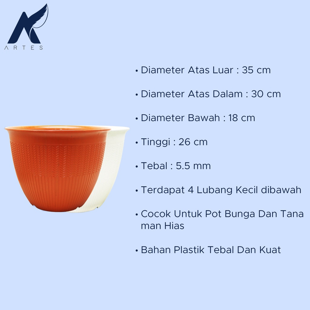 CJP POT PADI 35 Tanaman-Tumbuhan-Bunga-dll Plastik Diameter Atas 35 cm - Gambar 4