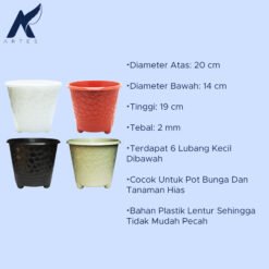 BUDI JAYA PLASTIK POT CORAL 03 BJP Tanaman Hias Bunga-Daun dll Diameter Atas 20 cm Putih Cokelat Hitam Matcha - Gambar 4