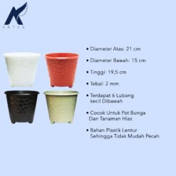 BUDI JAYA PLASTIK POT CORAL 03 BJP Tanaman Hias Bunga-Daun dll Diameter Atas 21 cm Putih Cokelat Hitam Matcha - Gambar 4