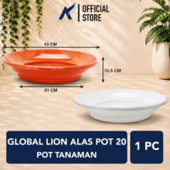 GLOBAL LION ALAS POT 20 Tatakan Pot Tanaman Plastik GL Putih Coklat Diameter 43 cm