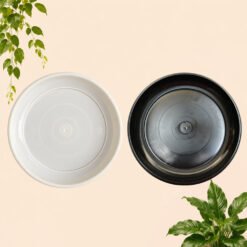 Alternative view of Global Lion Alas Pot 12 Pot Tanaman Tatakan Tatak Tumbuhan Bunga Plastik Hitam Putih Diameter 24 cm Centi meter