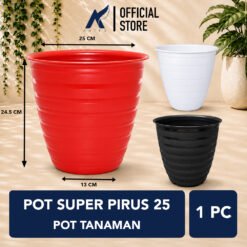 POT SUPER PIRUS 25 Tumbuhan Hias Bunga Batu Tirus Plastik Tebal dll Model Tawon Putih Cokelat Hitam Diameter atas 25 cm