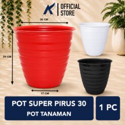 POT SUPER PIRUS 30 Tumbuhan Hias Bunga Batu Tirus Plastik Tebal dll Model Tawon Putih Cokelat Hitam Diameter atas 30 cm
