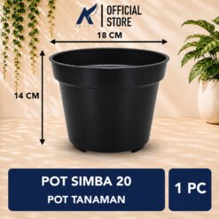 SIMBA POT 20 HITAM Plastik Tanaman Hias-Bunga-Sukulen Diameter 18 cm