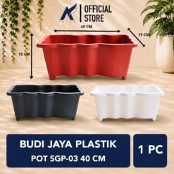 BUDI JAYA PLASTIK-BJP POT SGP-03 Tanaman-Tumbuhan Hias-Bunga-dll Warna Hitam-Coklat-Putih Persegi Panjang 40 cm-centi