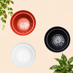 Alternative view of RUPLAS KOPENG 30 Pot Polos Tanaman Tumbuhan Hias Bunga Plastik Warna Putih Hitam Merah Bata Diameter 30 cm centi meter