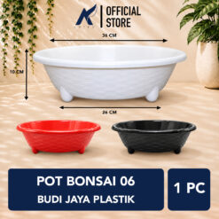 BJP BONSAI 06 Pot Plastik Bulat Tanaman Tumbuhan Hias Bunga dll Warna Putih Hitam Merah Bata Coklat Budi Jaya Plastik Diameter 35 cm centi meter
