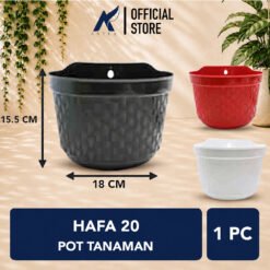 HAFA 20 Pot Plastik Tanaman Tumbuhan Tempel Tembok Dinding Hitas Bunga dll Warna Putih Hitam Merah Bata Coklat