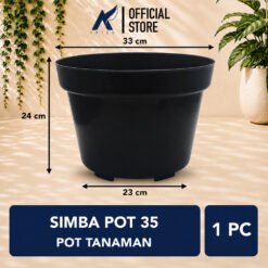 SIMBA POT 35 HITAM Plastik Tanaman Hias-Bunga-Sukulen Diameter 33 cm