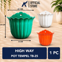 HIGHWAY-HW POT TB 25 Tempel Dinding Tanaman-Bunga Putih-Cokelat