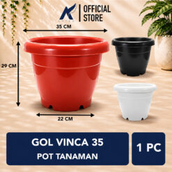 GOL VINCA 35 Pot Tanaman Tumbuhan Bunga Plasti Kuping Hitam Putih Merah Bata Garden Of Love diameter 35 cm centi meter