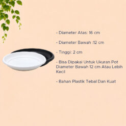 ARTES ALAS POT 18 CM Tatakan Pot Tanaman Hias-Bunga-dll Plastik Diameter Bawah 13 cm Putih-Hitam - Gambar 4