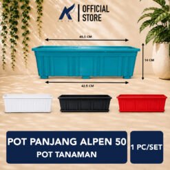 GOL POT PANJANG ALPEN 50 Tanaman-Tumbuhan Hias-Bunga-dll Warna Hijau-Merah Bata-Putih-Hitam Panjang Atas 48.5 cm