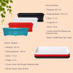 GOL POT PANJANG ALPEN 50 Tanaman-Tumbuhan Hias-Bunga-dll Warna Hijau-Merah Bata-Putih-Hitam Panjang Atas 48.5 cm - Gambar 4