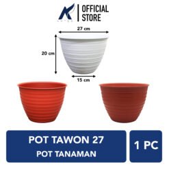 BUDI JAYA PLASTIK POT TAWON 27 BJP Tanaman Hias Bunga Diameter atas 27 cm Cokelat Putih Merah