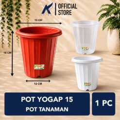 YOGAP POT 15 Plastik Tanaman Hias-Bunga-Daun Tebal Coklat-Putih