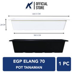 EGP ELANG 70 Pot Tanaman Pot Tanaman Tumbuhan Hias Bunga Tanam Persegi Panjang Plastik Hitam Putih 70cm