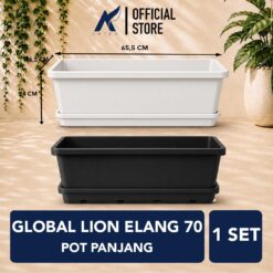 GLOBAL LION SEGI EMPAT ELANG 70 Alas Pot Tanaman Tumbuhan Hias Bunga dll Panjang 70 cm Centi meter Hitam Putih