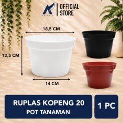 RUPLAS KOPENG 20 Pot Polos Tanaman Hias Bunga Plastik Diameter 20 cm
