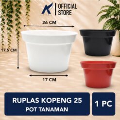 RUPLAS KOPENG 25 Pot Polos Tanaman Hias Bunga Plastik Diameter 24 cm