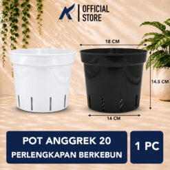 GBL POT ANGGREK 20 Tanaman-Tumbuhan-Bunga Hitam Putih Diameter Atas 18 cm