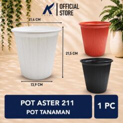 ASTER 211 Pot Tanaman Tumbuhan Tanam Hias Bunga Diameter Atas 21 cm Plastik Hitam Merah Bata Coklat Putih