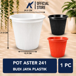 BUDI JAYA POT BJP ASTER 241 Pot Tanaman Tumbuhan Tanam Hias Bunga Diameter Atas 24 cm Plastik Hitam Merah Bata Coklat Putih