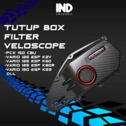 Tutup Box Filter Veloscope Airblade Slim Vario Techno 125 Helm In eSP New LED All Series 150 2015-2018 & PCX 150 CBU Old Cover Penutup Boks Velocity Saringan Hawa Udara Variasi Vietnam Thailand Click Light Premium Black Carbon Hitam Merah Biru Emas Silver