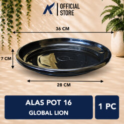 GLOBAL LION ALAS POT 16 Tatakan Pot Tanaman Plastik Diameter 36 Pot GL Kebawah Hitam