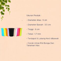 NKT SANSE 5 POT TANAMAN Tumbuhan Hias Bunga Sukulen Kaktus dll Diameter Atas 5 cm centi meter Hitam Putih Bening - Gambar 4