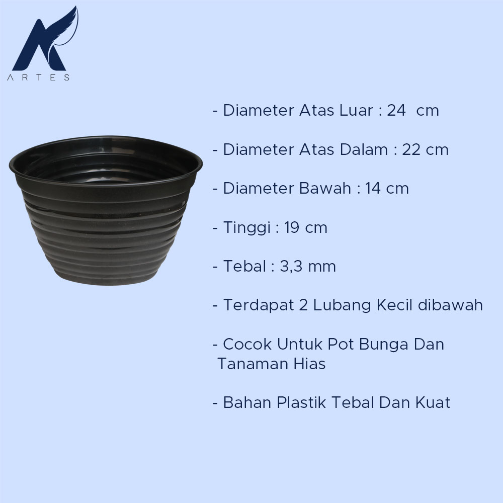 BUDI JAYA PLASTIK POT KUMBANG 24 BJP Bunga Tanaman Tumbuhan Diameter 24 cm Hitam - Gambar 4