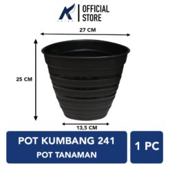BUDI JAYA PLASTIK POT KUMBANG 241 BJP Bunga Tanaman Tumbuhan Tinggi Diameter 24 cm Hitam