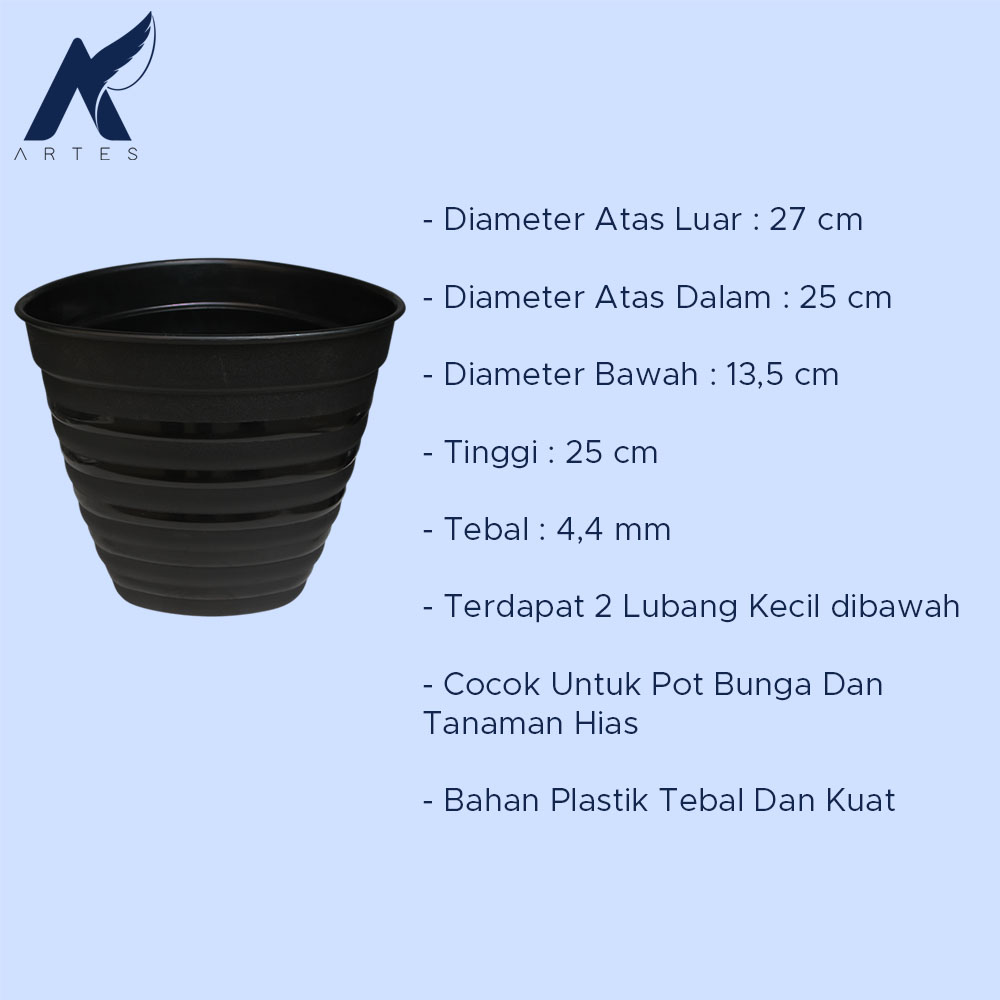BUDI JAYA PLASTIK POT KUMBANG 241 BJP Bunga Tanaman Tumbuhan Tinggi Diameter 24 cm Hitam - Gambar 4