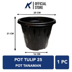 BUDI JAYA PLASTIK POT TULIP 25 BJP Bunga Tanaman Tumbuhan Motif Diameter 25 cm Hitam