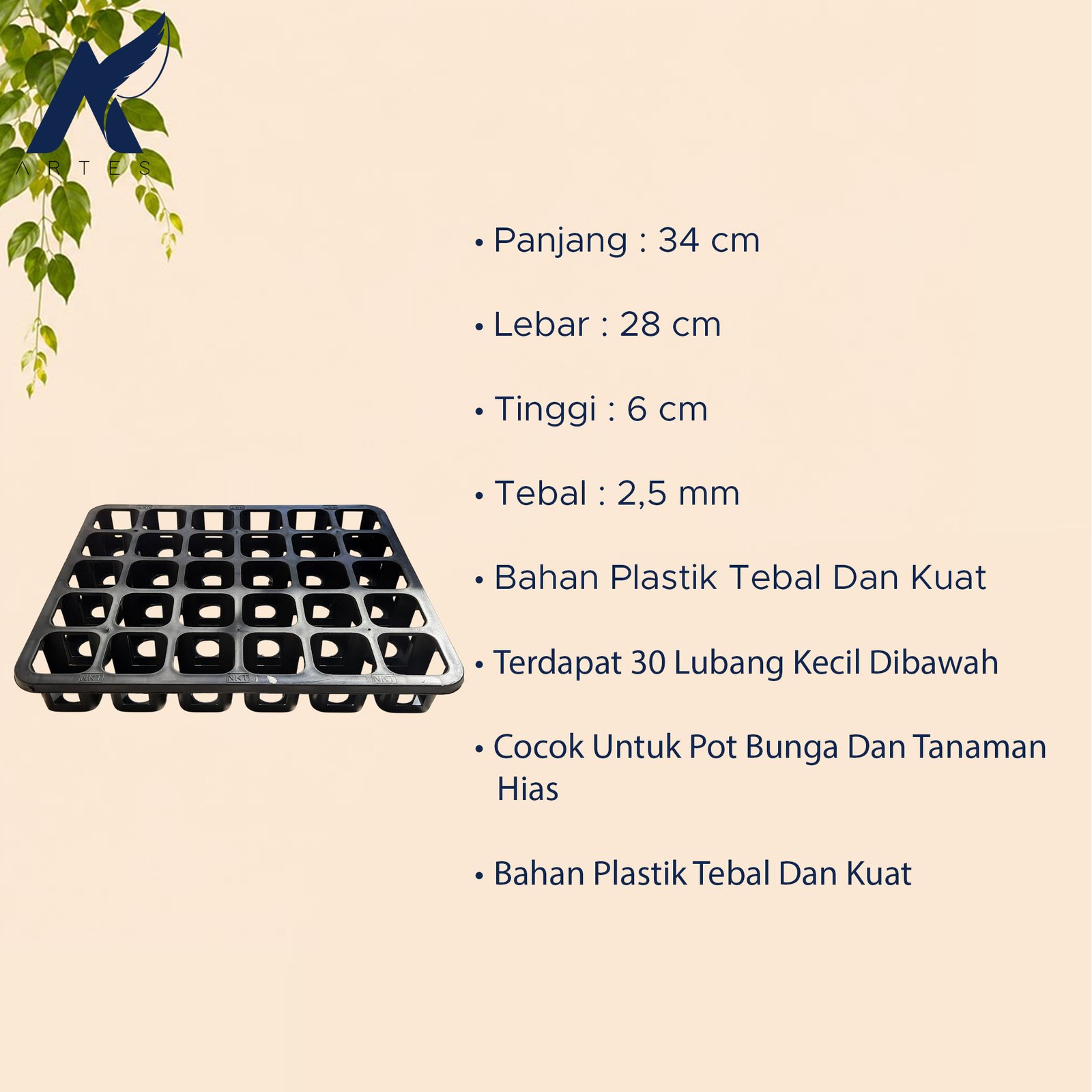 NKT TRAY 5 CM 30 LUBANG (LB30) Lubang Mini Kotak Semai Bibit JUOSS Hitam - Gambar 4