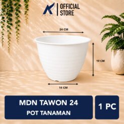 MDN TAWON 24 POT TANAMAN Tumbuhan Hias Bunga Bulat Diameter atas 24 cm centimeter Putih