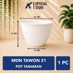 MDN TAWON 21 POT TANAMAN Tumbuhan Hias Bunga Bulat Diameter atas 21 cm centimeter Putih