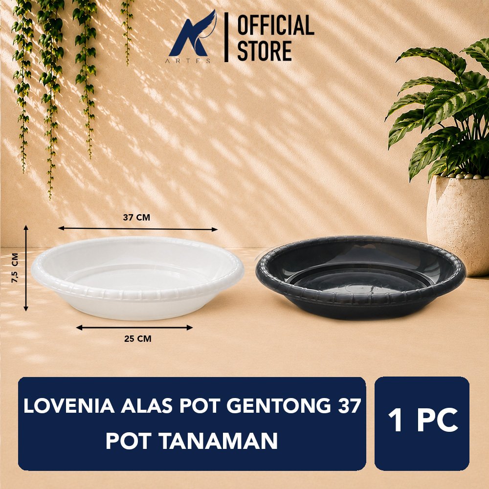 LOVENIA ALAS POT GENTONG 37 POT TANAMAN Tatakan Tatak Tumbuhan Bunga Plastik Diameter 37 cm Centi meter Hitam